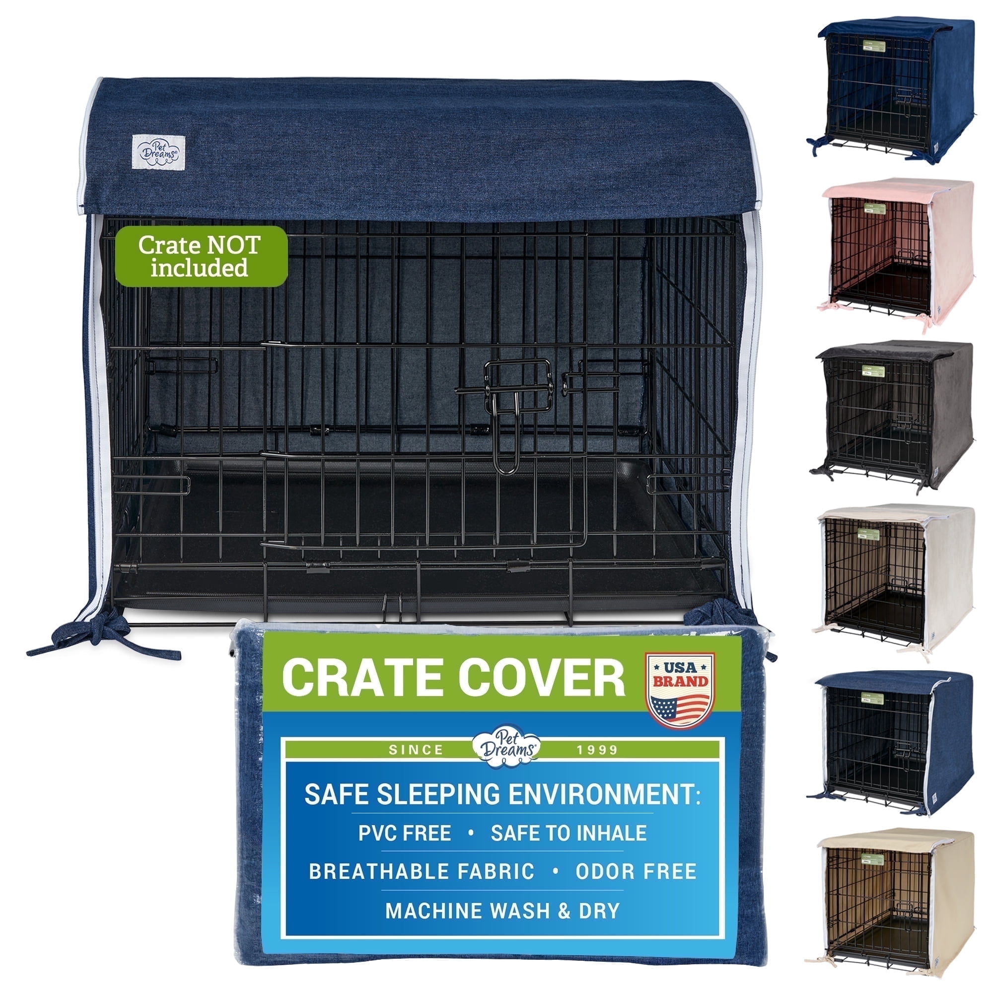 View of Pet Dreams Dog Crate Cover - Breathable Fabric Kennel Topper for Double ...