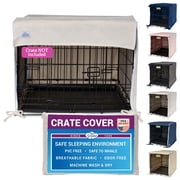 Pet Dreams Dog Crate Cover - Breathable Fabric Kennel Topper for Double-Door Crates, Fits iCrate Dog Cages 18, 24, 30, 36, 42, 48 Inches Ivory, Small, 24"