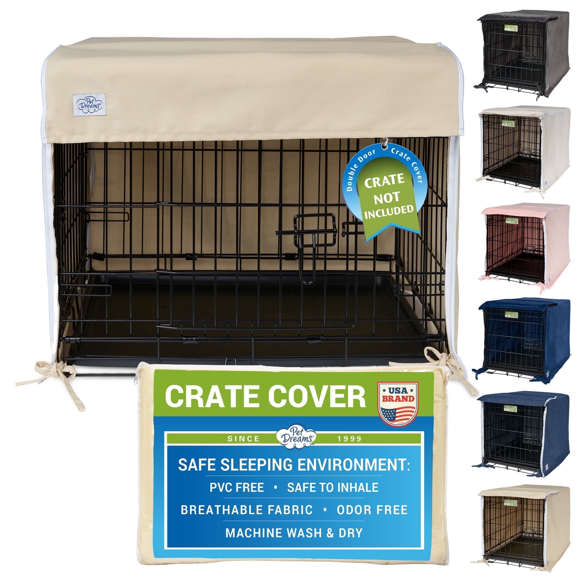View of Pet Dreams Dog Crate Cover - Breathable Fabric Kennel Topper for Double ...