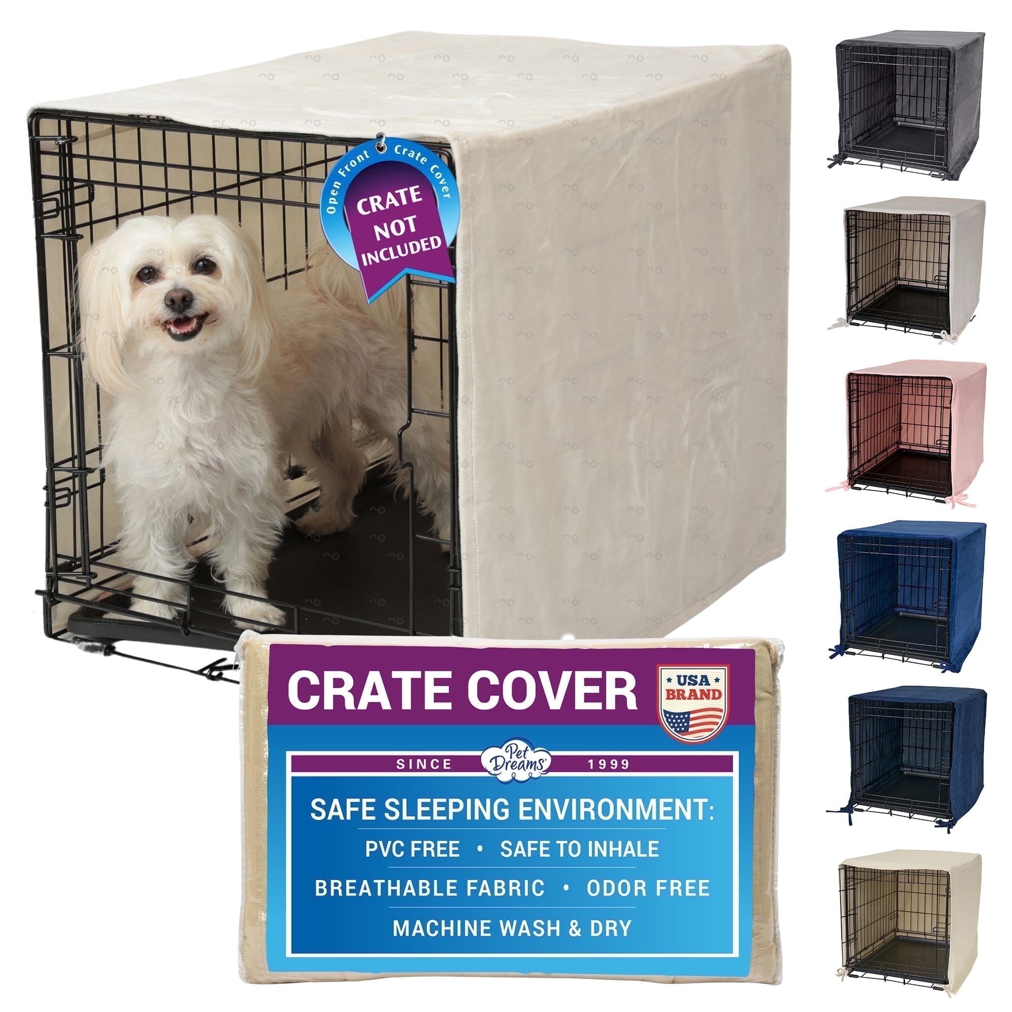 Ivory 24-Inch Breathable Fabric Dog Crate Cover