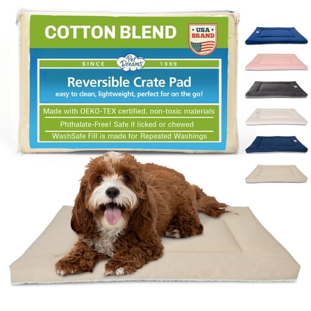 Pet Dreams Dog Crate Pad - Washable Kennel Mat, Crate Pads for Dog Cages, Non-Toxic, Flat Indoor Cat Bed, Fits iCrate 18, 24, 30, 36, 42, 48 Inches Khaki, Medium, 30"