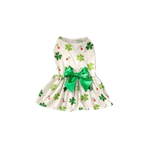 Pet Dress For Cats Dogs St. Patrick's Day Irish Festival Summer Thin Style White S (Note "S" Is The Size, No Need To Add "Inch" As Size Here, It's Better To Keep Size As Is For