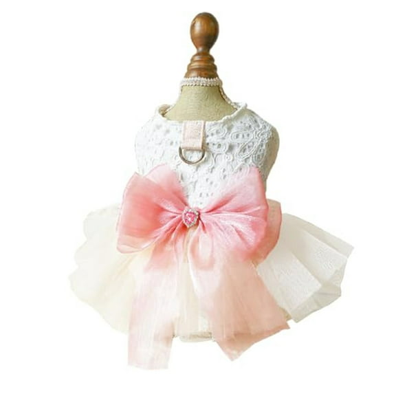 Pet Dress Sweetheart Wedding Gown Elegant Skirt Chest Back Gown for Dogs Cats Outfit