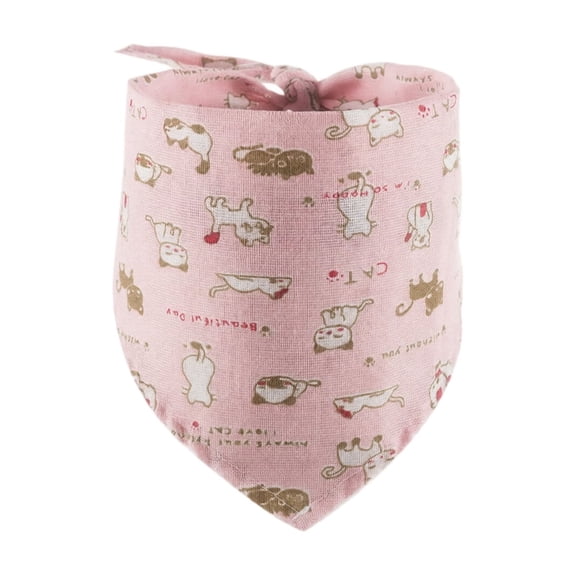 Pet Drool Bib, Pink Printed Triangle Bandana, 1 Pack Adjustable Scarf for Dogs and Cats, Absorbent Decorative Neckerchief for Small Medium Pets Daily Outdoor Use