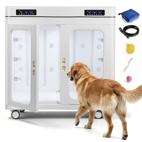 Spacious White Pet Dryer Box for Large Dogs with Safe Intelligent Heat Control