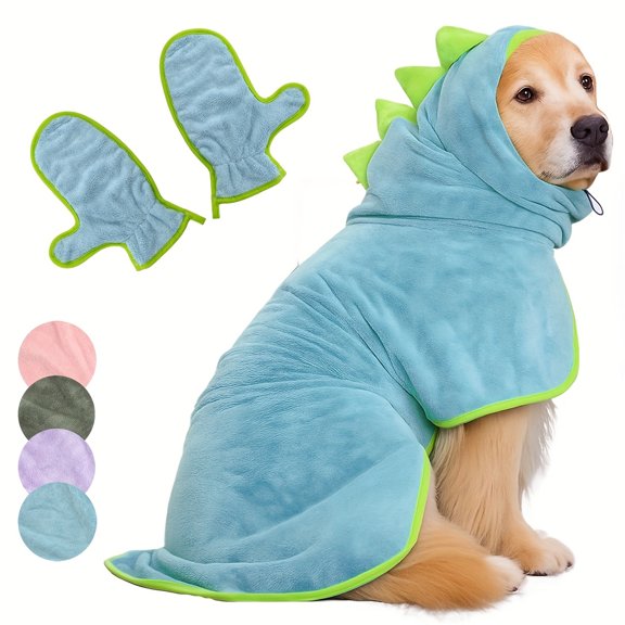 Pet Drying & Grooming Kit, Blue Xs Dog Bath Towel, Microfiber Fast Drying Dog Robe, Hooded Dog Towel for Small Dogs, Ultra Absorbent Quick Dry Design Includes 2 Matching Dog Bath