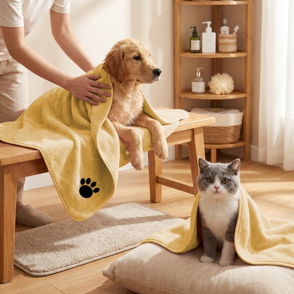 Pet Drying Towel, Quick-Dry Microfiber Grooming Cloth, Super Absorbent for Fast Drying, After Bath or Outdoor Activities, for Dog and Cat Owners