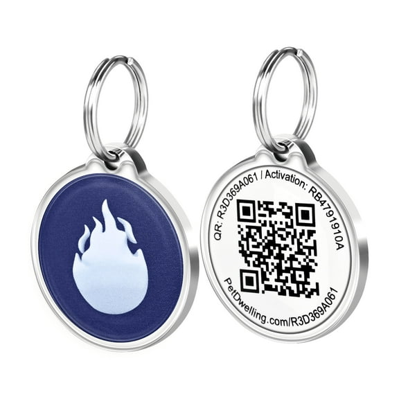 Pet Dwelling Symbol QR Code Pet ID Tag - Dog Tags - Cat Tags - Online Pet Profile - Instant Email Alert - Scanned Tag Location(Nature-FLame)
