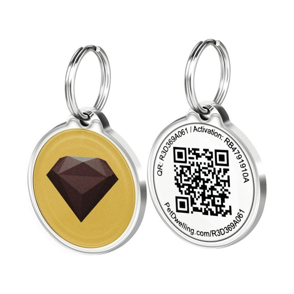 Pet Dwelling Symbol QR Code Pet ID Tag - Dog Tags - Cat Tags - Online Pet Profile - Instant Email Alert - Scanned Tag Location(STR-Diamond)