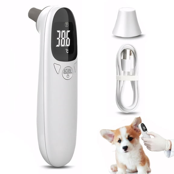 Pet Ear Thermometer, Digital USB Rechargeable Animal Temperature Meter, Accurate 32-42.9 Reading Thermometer for Dogs, Cats, Pigs and Sheep