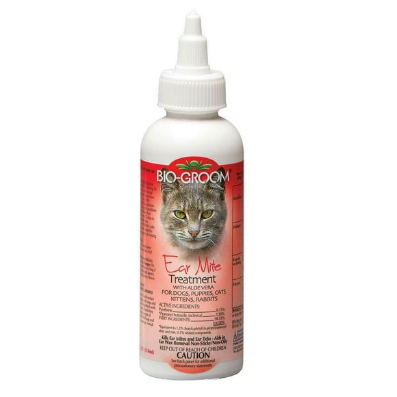 Pet Ear Tick & Mite Treatment Drops Safe Aloe Natural Dog Cat Rabbit Formula (4oz)