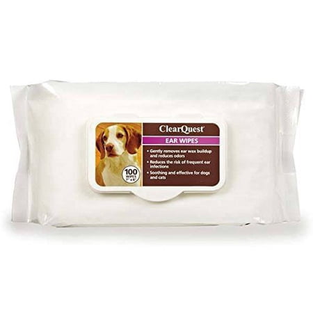 Pet Ear Wipes Safe Gentle Dog & Cats Moistened Cleaning Grooming 100 Count Packs
