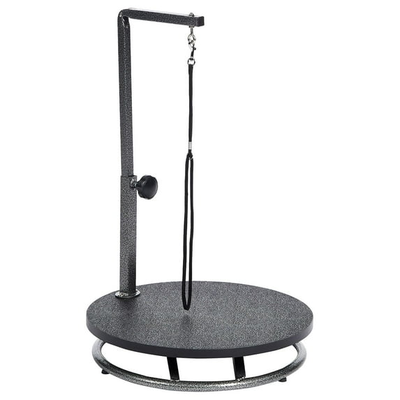 Pet Edge HeSLehs Round Pet Grooming Table – Rotatable Black 18” Diameter Grooming Table Perfect for Small Dogs