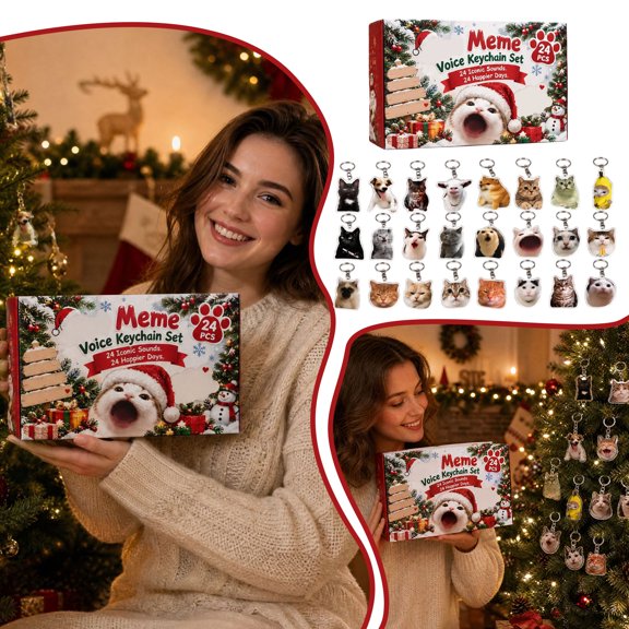 Pet Emoji Advent Calendar, Meme Pet Themed Advent Calendar With Hanging Charm Pendants, Perfect Present For Cat Dog Lovers And Meme Enthusiasts