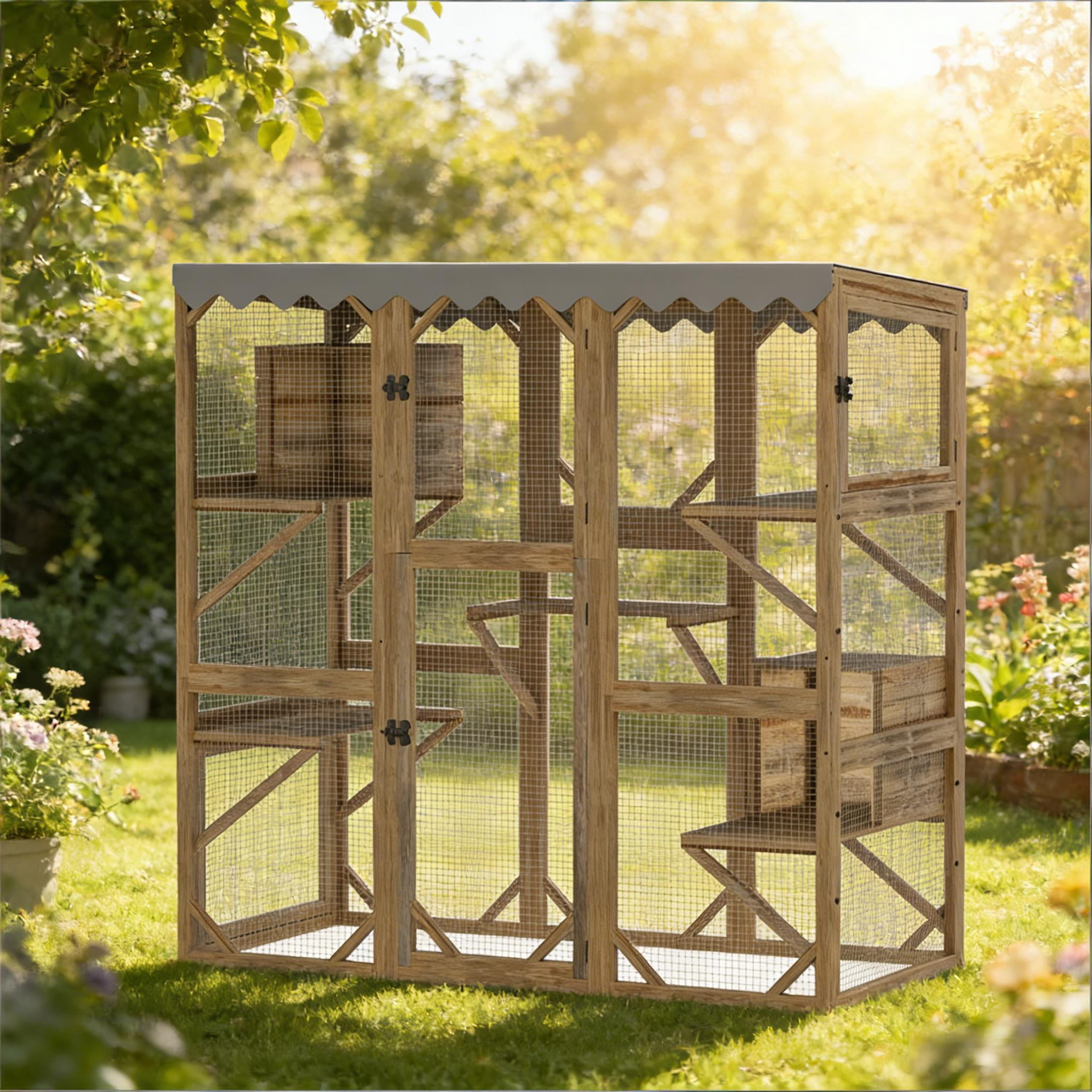 Pet Enclosure, Outdoor Cat Enclosure with Multi-Level