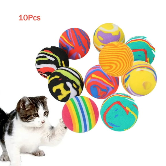 Pet Enjoy 1 38" 10pcs Cats Toys Balls Colorful Soft EVA Foam Ball Toys Kitten Teaser Interactive Play Toy for Small Dogs Cats Animals