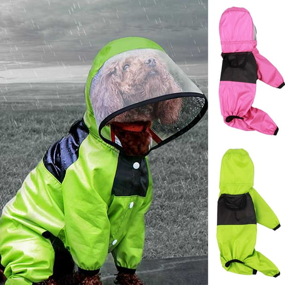 Pet Enjoy Cute Pet Dog Raincoat,Clear Pet PU Leather Raincoat Jacket Full Body Coverage with Hat,Breathable Waterproof Raincoat for Dog Puppy