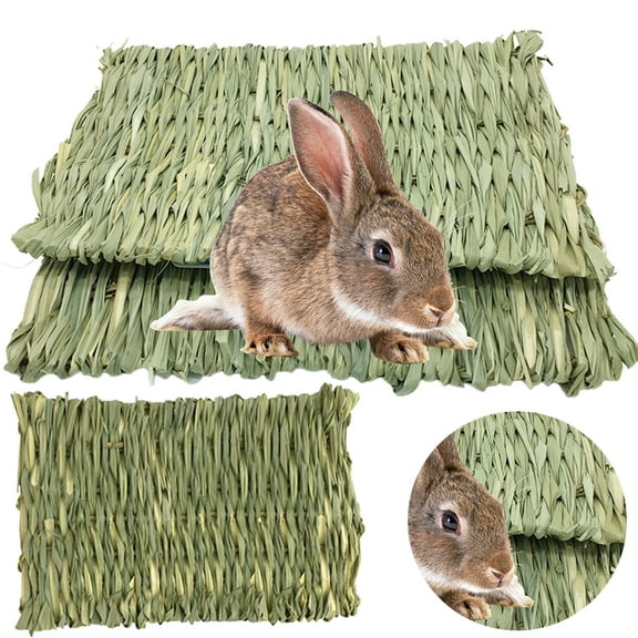 Pet Enjoy Grass Mat for Rabbit Bunny Chew Toys,Small Animal Woven Bed Mat Chew Toy for Guinea Pig Chinchilla Squirrel Hamster and Small Animal