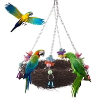 Image showcasing Natural Loofah Grass Toy for Pet Parrot Macaw African Grey Budgies ...