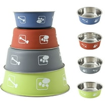 Pet Enjoy Non-Slip Medium Stainless Steel Food & Water Bowl for Pets, Blue