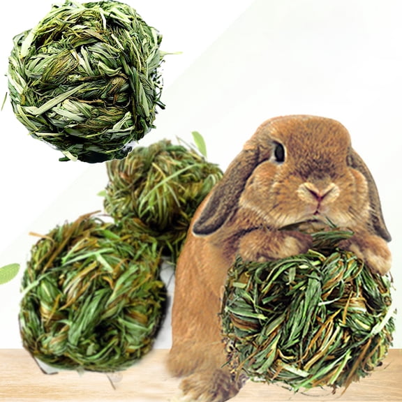 Pet Enjoy Small Animals Play Balls Rolling Chew Toys,Timothy Grass Grinding Treats Small Animal Activity Play Chew Toys for Bunny Rabbits Hamster Guinea Pigs,Pet Cage Entertainment Accessories