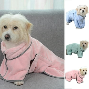 Pet Enjoy Soft Dog Bathrobe,Super Absorbent Fannel Dog Bathrobe Towel with Zipper,Fast Drying Pet Bath Robe for Large,Medium,Small Dogs