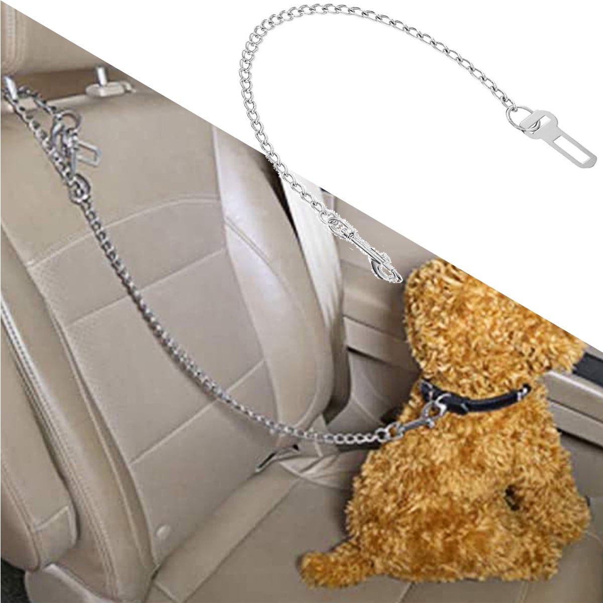 Pet Enjoy Stainless Steel Dog Car Seat Belt, Pet Car Seat Belt Restraint,Stainless Steel Chew