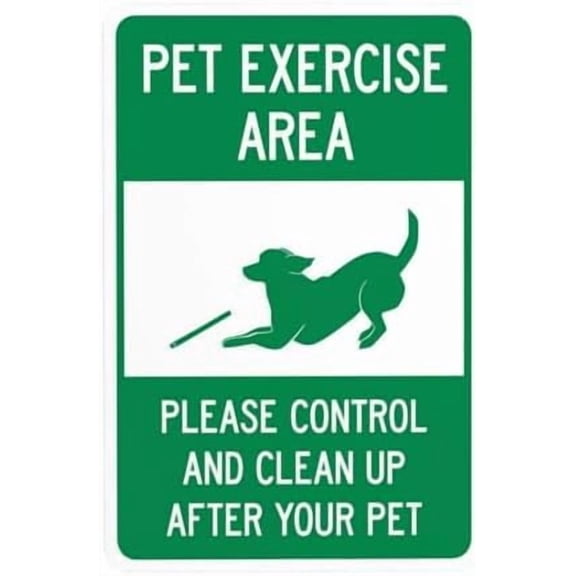 Pet Exercise Area Control and Clean Up After Your Pet with Graphic Warning Sign, No Dog Poop Metal Signs for Business Home Garage Wall Caution Custom Decor 8 x 12 Inch