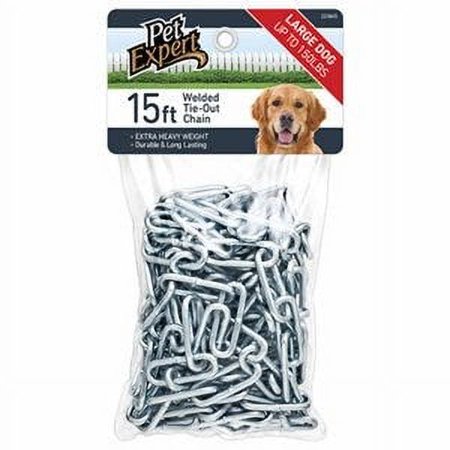 Pet Expert Dog Tie Out Chain, Extra Heavy, Welded, 15-Ft. 1 Pack