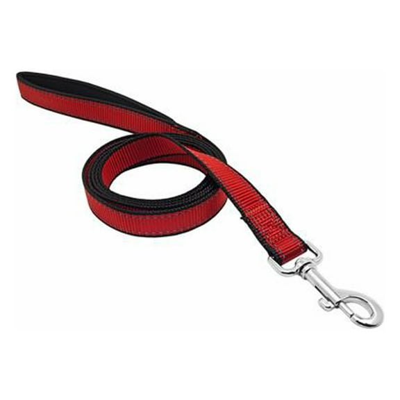 Pet Expert PE224005 Pet Expert Nylon Reflective Dog Leash, Black/Red, 1-In. x 6-Ft. - Quantity 3
