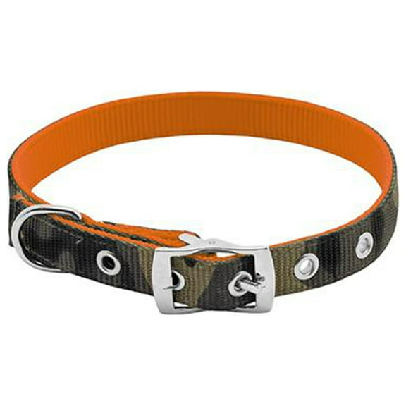 Pet Expert PE224080 Dog Collar, Reversible Camo/Orange, 1 x 20 to 24-In. - Quantity 3