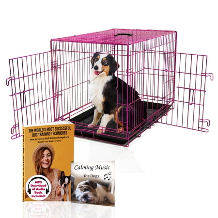 Pet Expressions 36 Inch Pink Colored Metal Wire Dog Crate - Available in Various Sizes and Colors