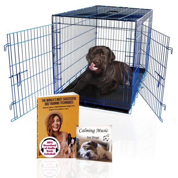 Pet Expressions 48 Inch Blue Colored Metal Wire Dog Crate - Available in Various Sizes and Colors