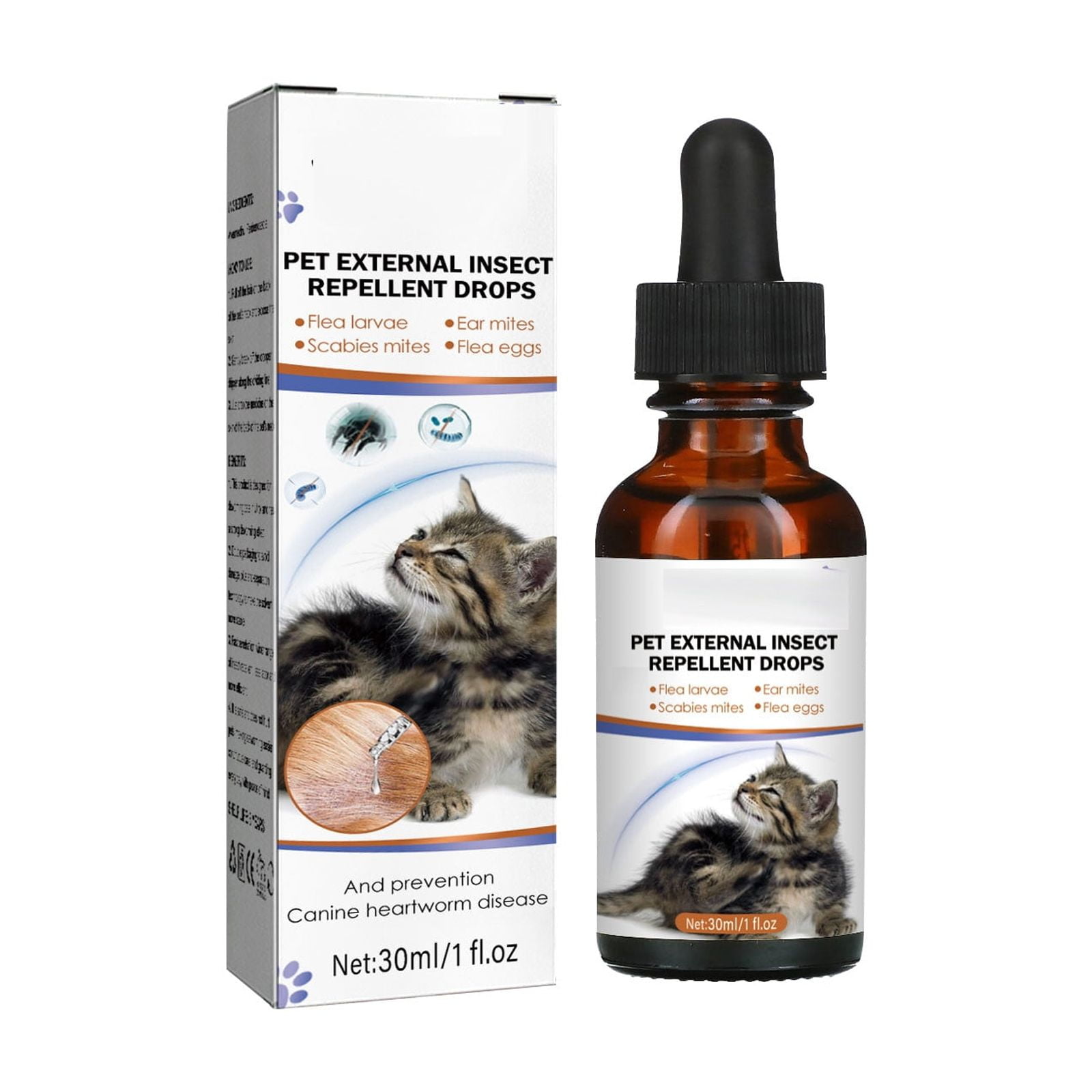 Pet External Insect Repellent Drops for Cats and Dogs Natural Flea, Tick, and Mosquito Prevention, 30ml
