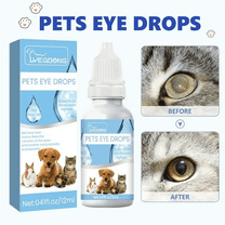 Pet Eye Drops Mild Eye Rinse Cleaner and Daily Tear Stain Remover for Dogs and Cats with Irritated, Inflamed and Dry Eyes - 12ml-1pcs