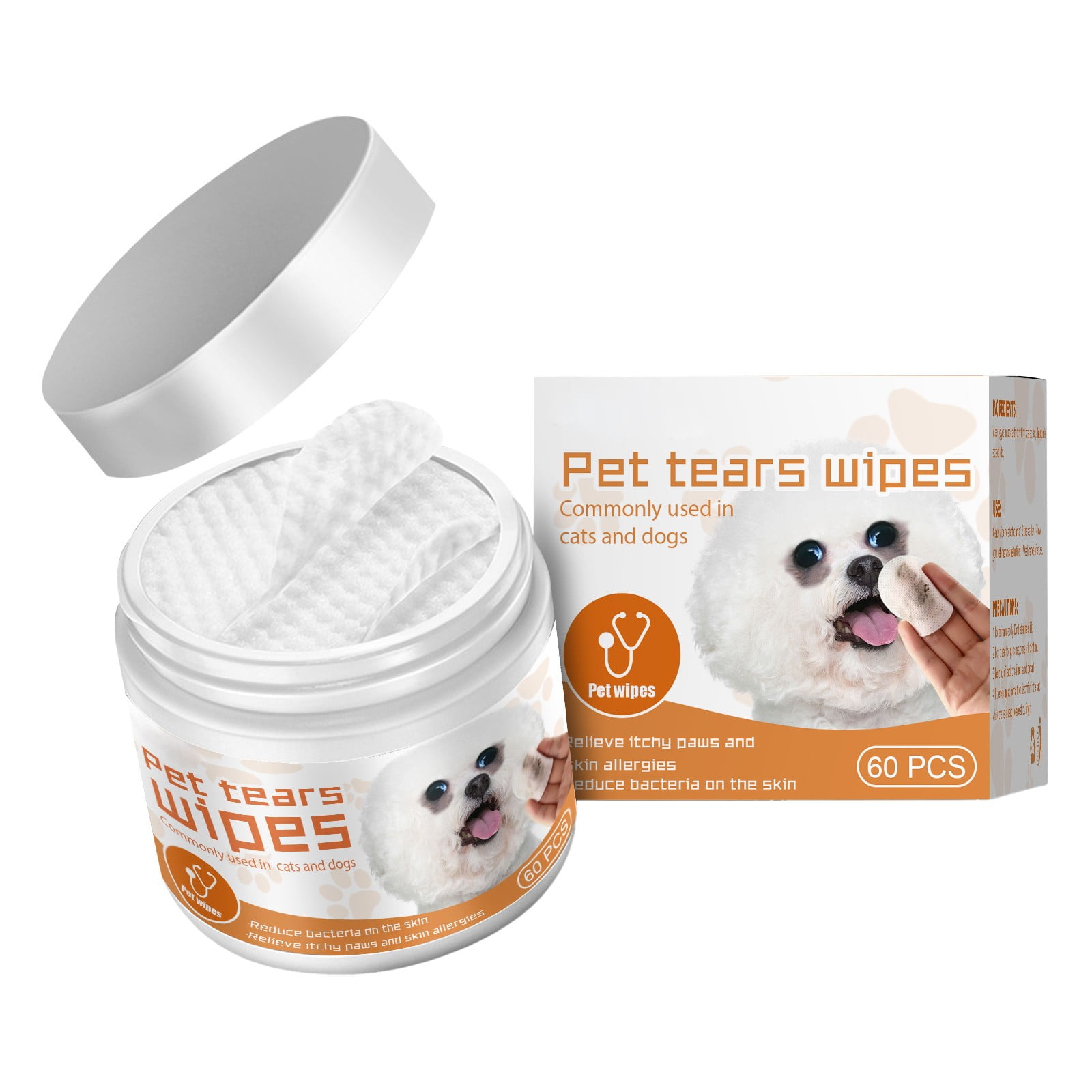 Pet Eye Wipes Tear Stain Remover Wipes Eye Stain Cleaner for Dogs and Cats Dog Eye Cleaner Take Off Dirt Discharge Mucus Secretions 1ML Hunting Dogs