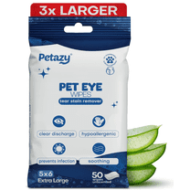 Pet Eye Wipes for Dogs | 3X Larger Unscented Hypoallergenic Gentle Eye Cleaner Wipes for Dogs & Cats | Pet Tear Stain Remover Wipes | 50 Count