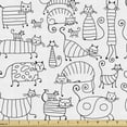 thumbnail image 1 of Ambesonne Pet Fabric by the Yard Upholstery, Kittens Pattern, 10 Yards, White Black, 1 of 4