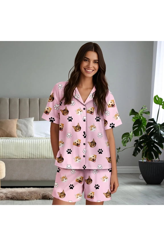 Pet Face Pajama, Dog Cat Face Pajama, Photo Pajamas, Couple Pajamas set,Gift for Birthday,Father's day Gift