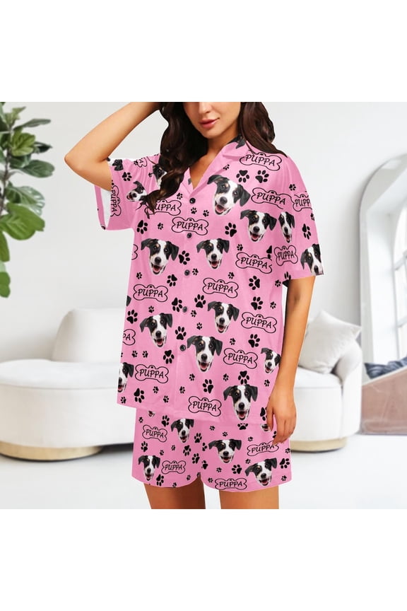 Pet Face Pajamas, Women's Pajama Set,Faces Short Pajama,Custom Pajamas, Pet Paw Pajamas,DogDad Pjs,Birthday/Pet Lover Gift