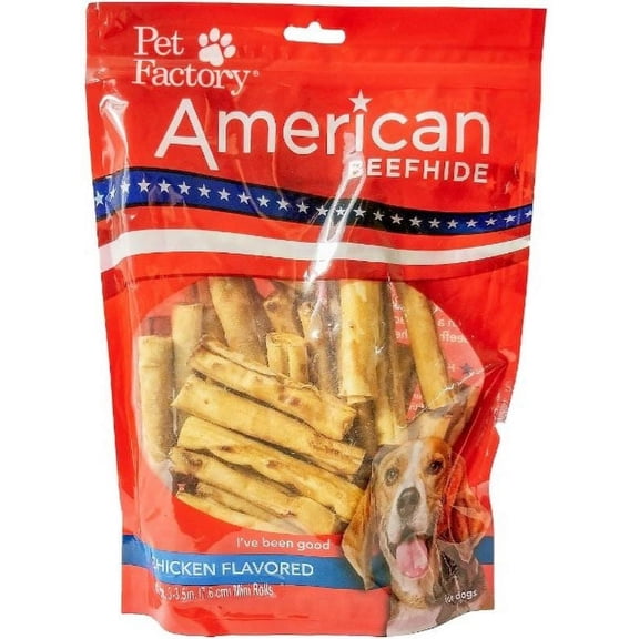 Pet Factory American Beefhide 3" Mini Rolls Dog Chew Treats - Chicken Flavor, 40 Count/1 Pack