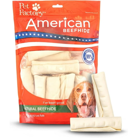 Pet Factory American Beefhide 4-4.5" Rolls Dog Chew Treats - Natural Flavor, 22 Count/1 Pack