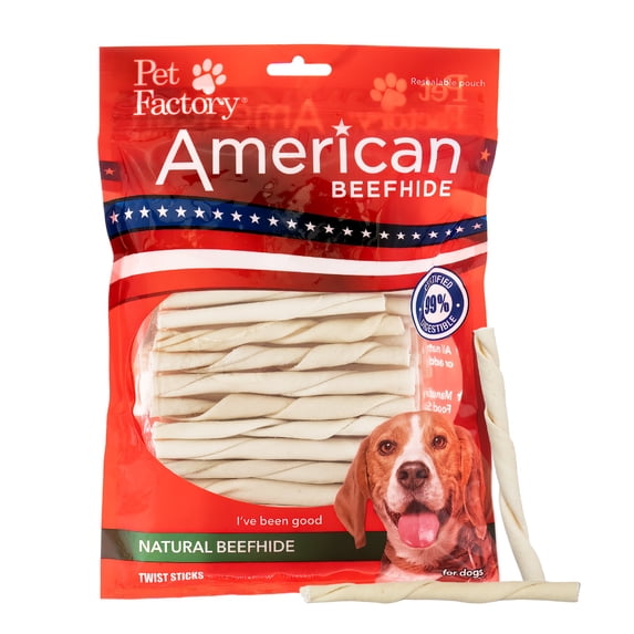 Pet Factory American Beefhide Twist Sticks Dog Chews, 5