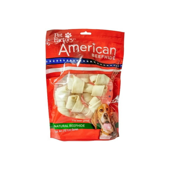 Pet Factory American Value Chews Beefhide Dog Bones, 4"-5" (8 Count)