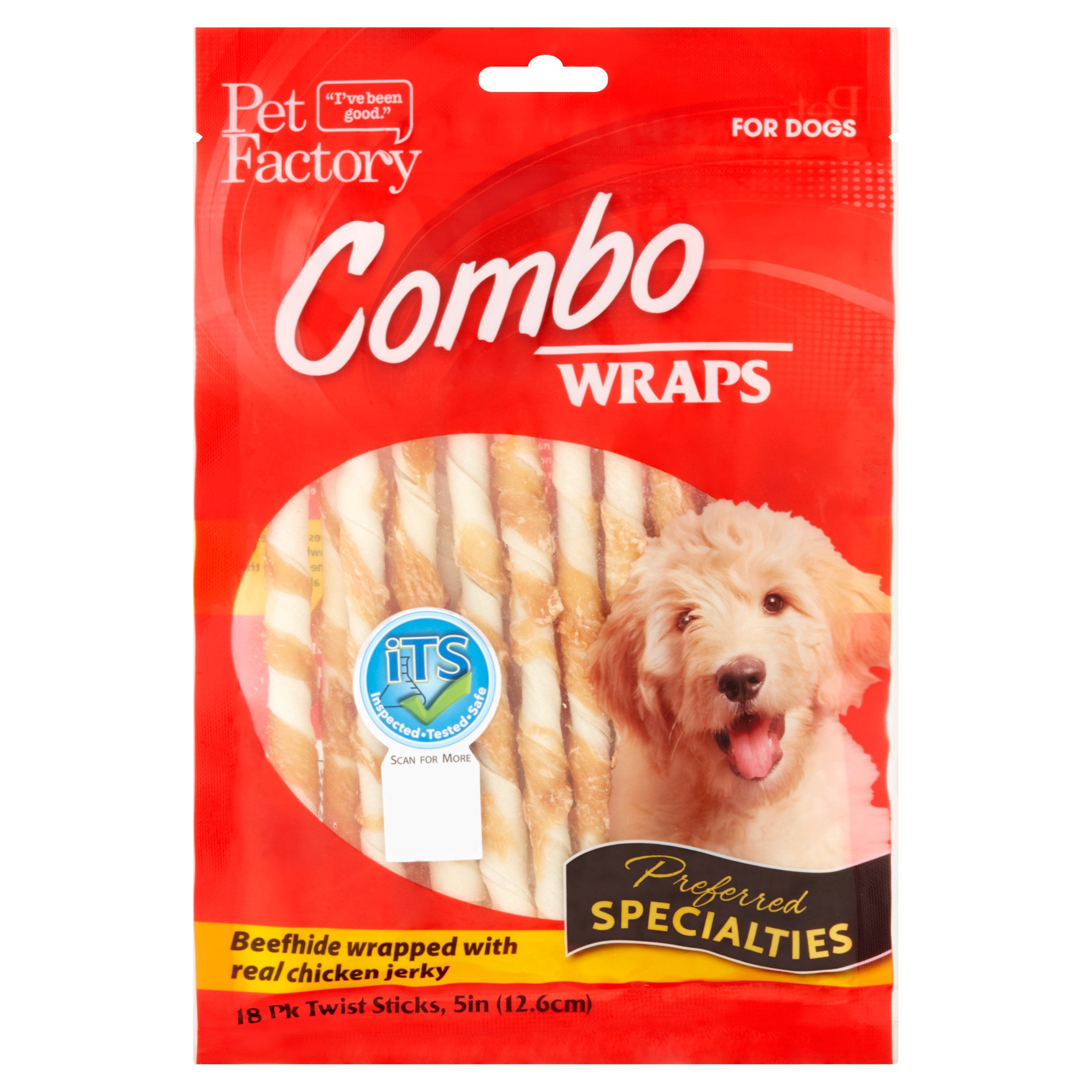 Pet Factory Combo Wraps Beefhide Wrapped with Real Chicken Jerky Dog Chews 5 18 Count Walmart