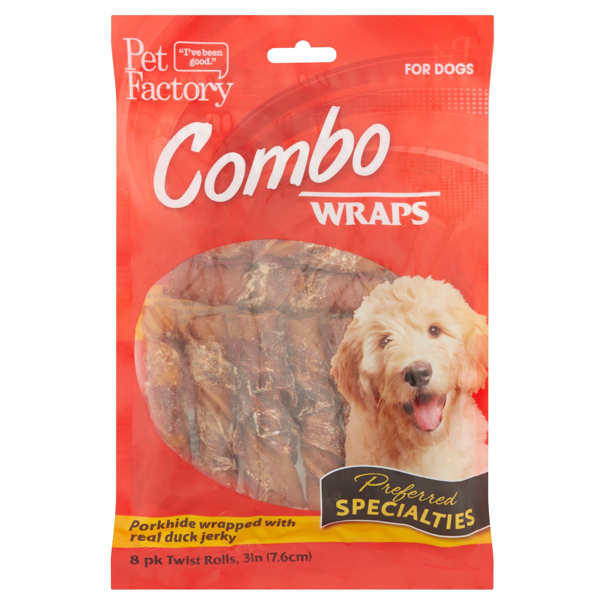 Pet Factory Combo Wraps Twist Rolls Dog Chews (8 Count)