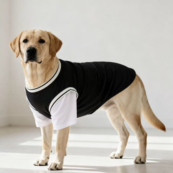 Pet Fake Two-Piece Dog Shirt for Medium & Large Breeds, Breathable Mesh Anti-Shedding Pet Apparel, Black M