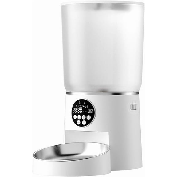 Pet Feeder 4.2L Voice Auto Timer Lock for Cat Dogbutton-white