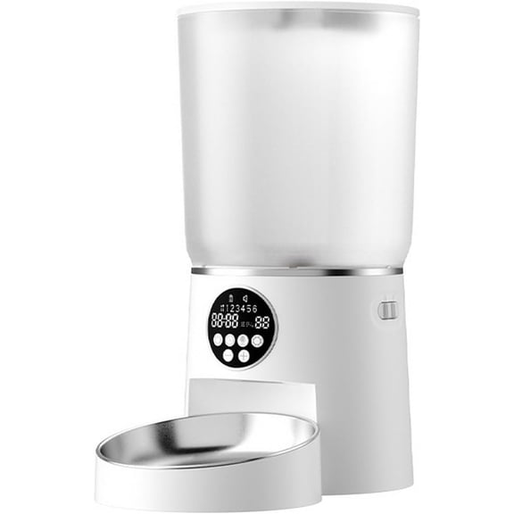 Pet Feeder 4.2L Voice Auto Timer Lock for Cat Dogbutton-white