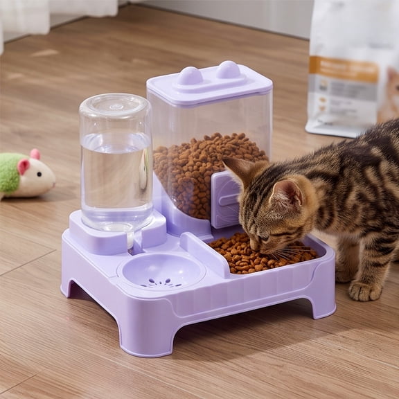 Pet Feeder Bowl, Dispenses Food and Water Together, 2-in-1 Cat Dish, Large Capacity Storage and Tip-Proof Non-Slip Base for Kittens, Small Dogs, and Daily Feeding.